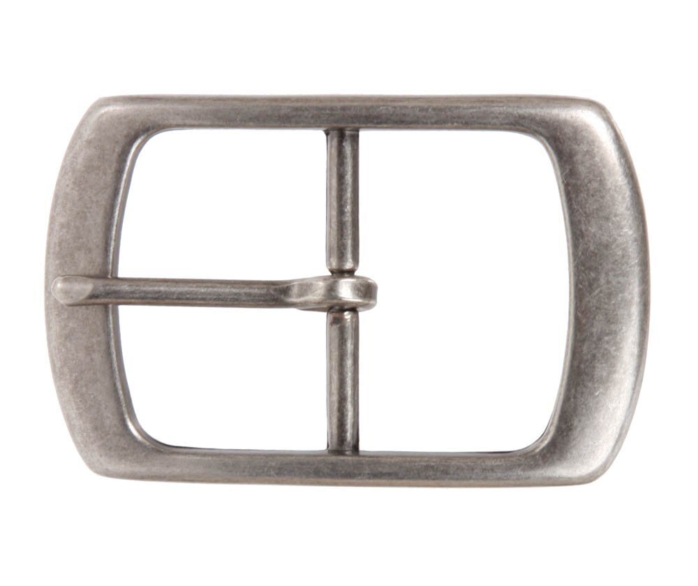 8776 1 1/2" 38 mm Center Bar Single Prong Rectangular Belt Buckle, Antique